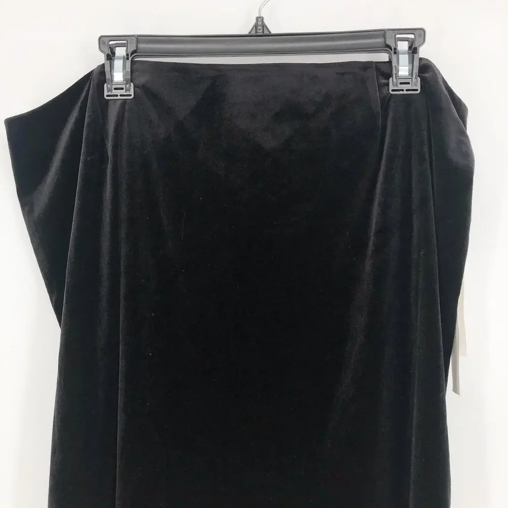 CALVIN KLEIN Velvet Pencil Skirt Black 16W Stretch Knee Length NWT